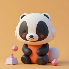 Cute panda 3d illustration