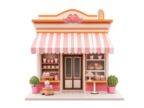Isolated Pink Bakery Store