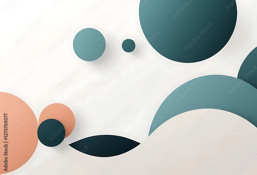 Poster abstract geometric arrangement with overlapping circles and subtle shadows