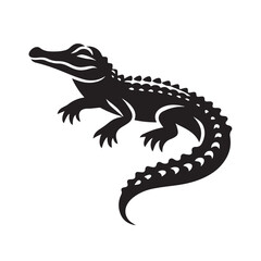A black and white crocodile image with white background
