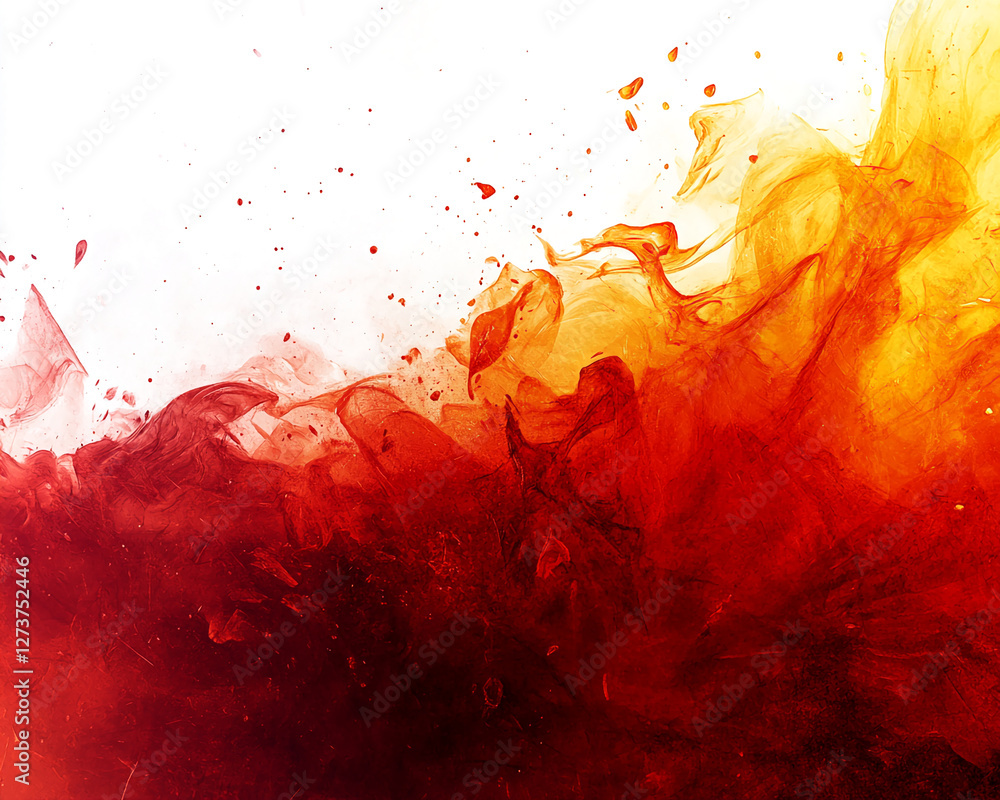 Aufkleber Abstract red and orange liquid paint swirls with texture, creating a powerful and dynamic visual. This image symbolizes energy, strength, and intensity through vibrant color.