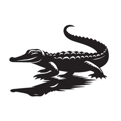 A black and white crocodile image with white background