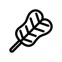 Obraz premium Black And White Icon of a fan Leaf Outline With Central Vein Detail