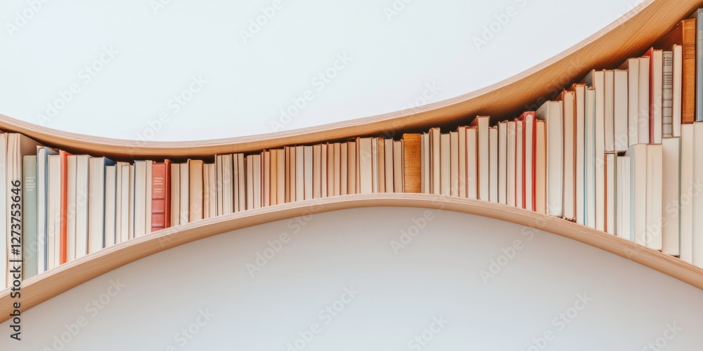 Aufkleber curved wooden bookshelf wall contemporary library aesthetics in educational spaces for enhanced lear