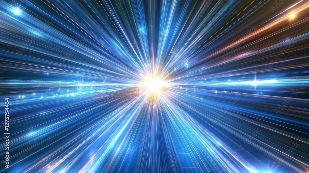 Poster a burst of glowing light and realistic sun rays shone with a colorful and abstract glow, featuring a