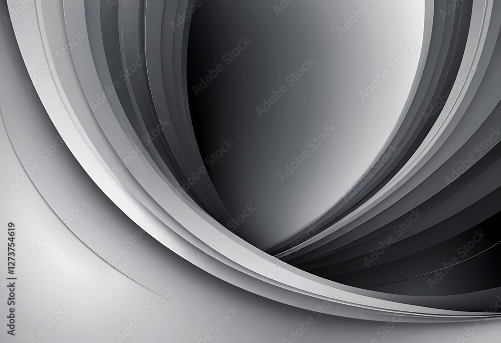 Poster abstract gradient layers with monochrome tones and soft shadows