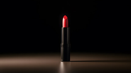 striking red lipstick stands elegantly against dark background, showcasing its vibrant color