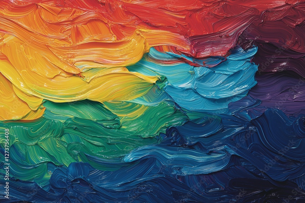 Poster multicolored wavy lines moving in perfect harmony across the background create a dynamic and vibrant
