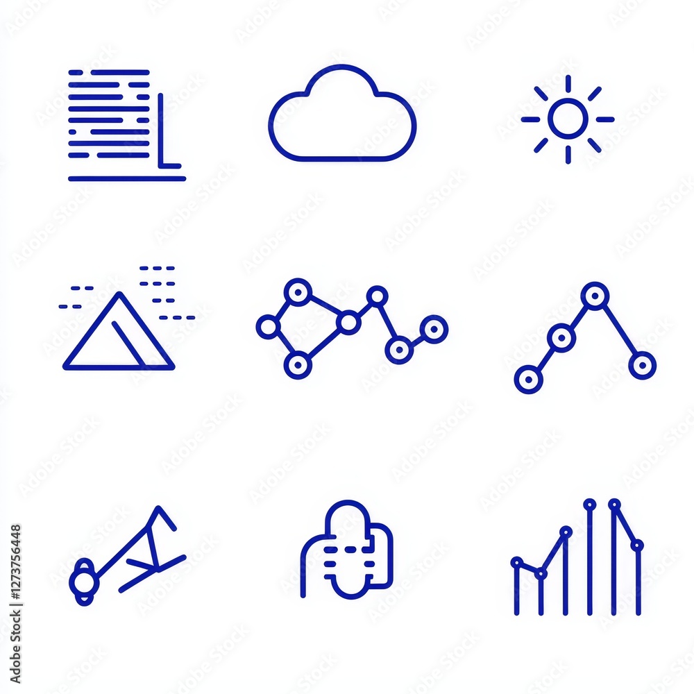 Poster a modern line icon set for data analysis is provided, featuring icons like big data, processing, and
