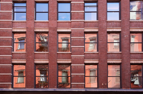 Rows of windows on facade of building
