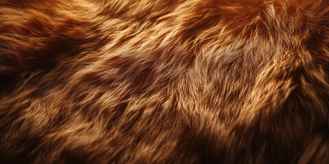 Naklejka premium Golden-brown fur captures warmth in its soft, fluffy texture, enhanced by subtle graininess for added depth
