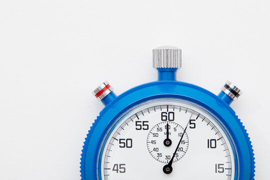 Studio shot of stopwatch against white background