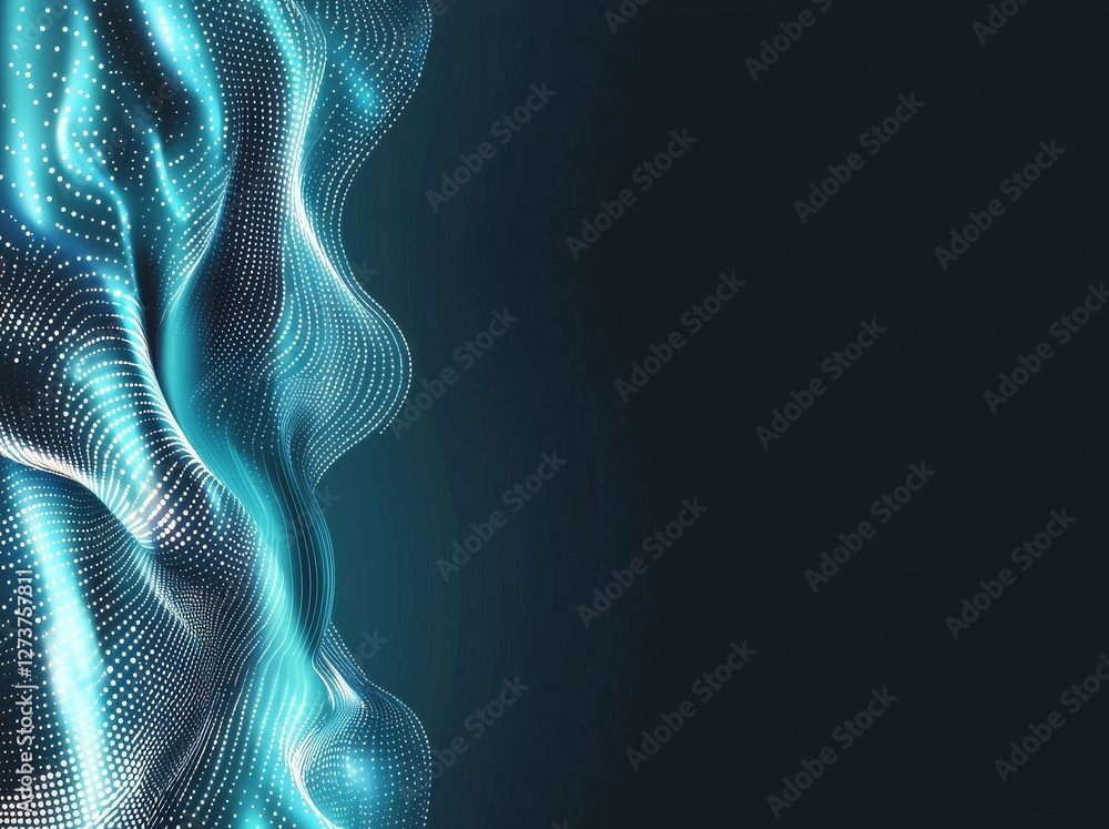 Poster the mesmerizing dotted pattern created by blue neon lights gives an impression of depth and digital 