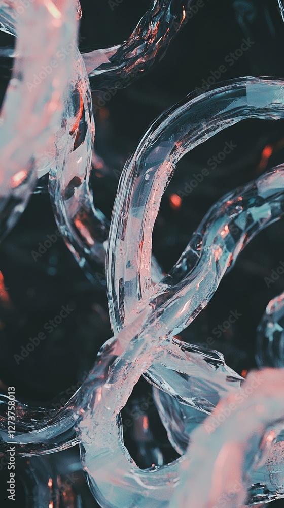 Poster fluid and abstract shapes are set against a black background and filled with gradient hues of variou