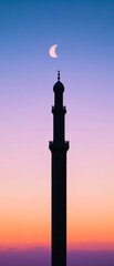 Contemporary Mosque Silhouette Sunset Serenity for Eid al-Fitr and Vesak Celebrations - Community Spirit and Marketing Design with Vibrant Sky Textures