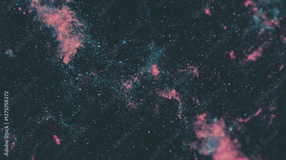Poster a planet is surrounded by a neural network of neon lines, grids, and nodes, symbolizing technologica