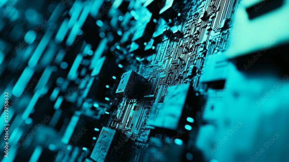 Aufkleber cyber and futuristic concept featuring a microprocessor chipset and central processor unit on the il