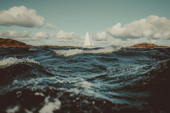 An opulent luxury yacht is captured in an aerial shot while sailing on the sea, evoking relaxation and travel, all generated by Ai