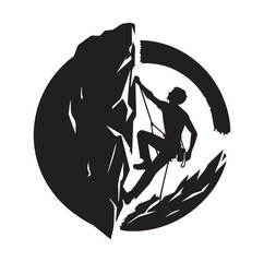 Rock Climbing man Vector silhouette SH
