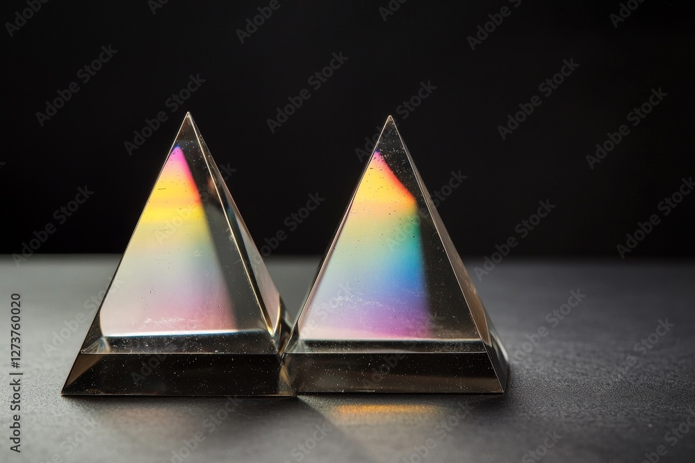 Poster abstract prism light refractions presents a kaleidoscope of colors and light, refracted through pris