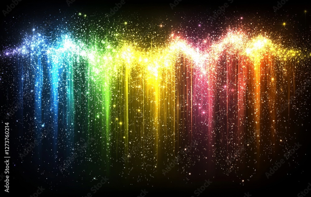 Poster lines of colored light that abstractly visualize the refraction and the spectrum of natural light an