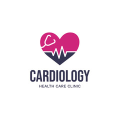 Cardiology medical care logo design.