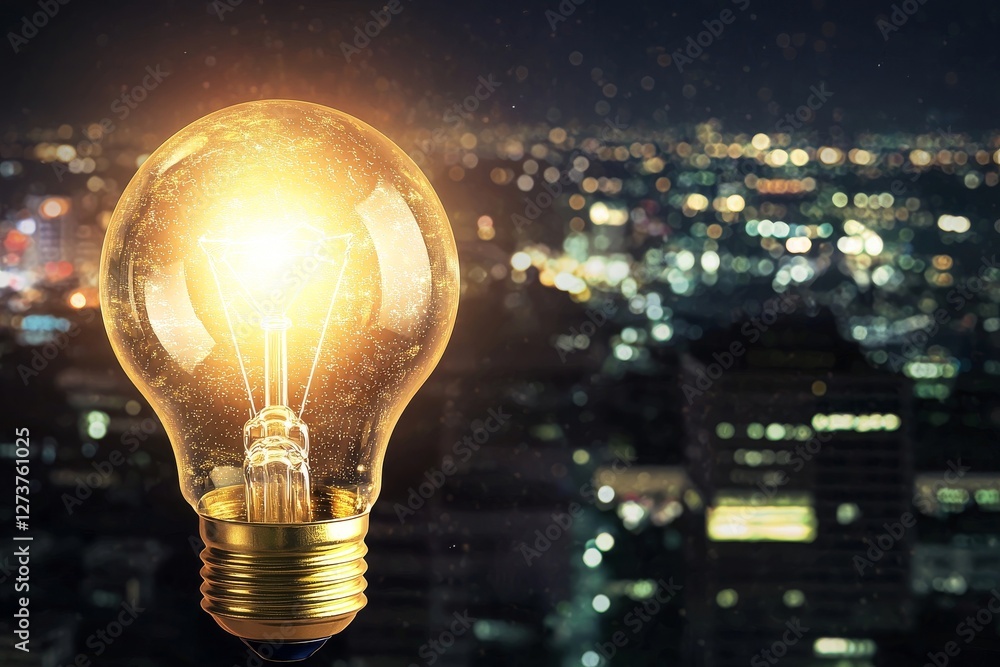 Poster the impactful visual contrast is achieved by placing a bright light bulb on a dark abstract backgrou