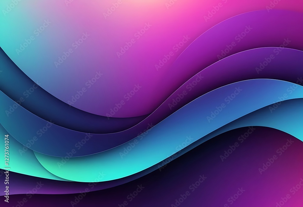 Poster abstract multilayered waves with vibrant gradient colors background