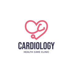Cardiology medical care logo design.