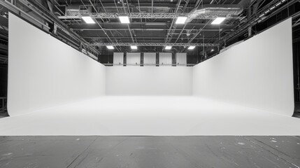 Professional studio setup with seamless white backdrop and ideal lighting for fashion photography