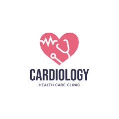 Cardiology medical care logo design.