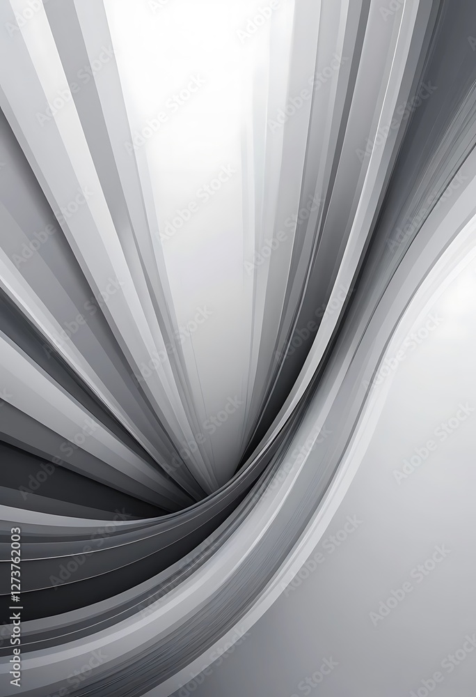 Poster abstract silver and gray tonal layers creating dynamic wave design