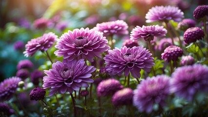 Autumn Chrysanthemum Blooms in a Garden: Vibrant and Beautiful Flowers
