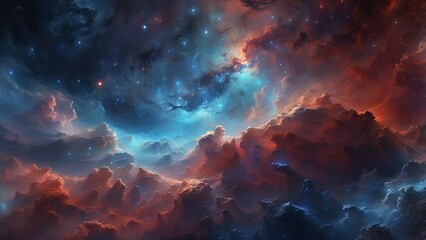 "Vibrant Nebula Cloud in Space: Cosmic Galaxy, Starry Night, and Supernova Wallpaper"