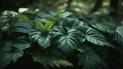 "Abstract Tropical Leaf Texture - Vintage Green Nature Background for Wallpaper"