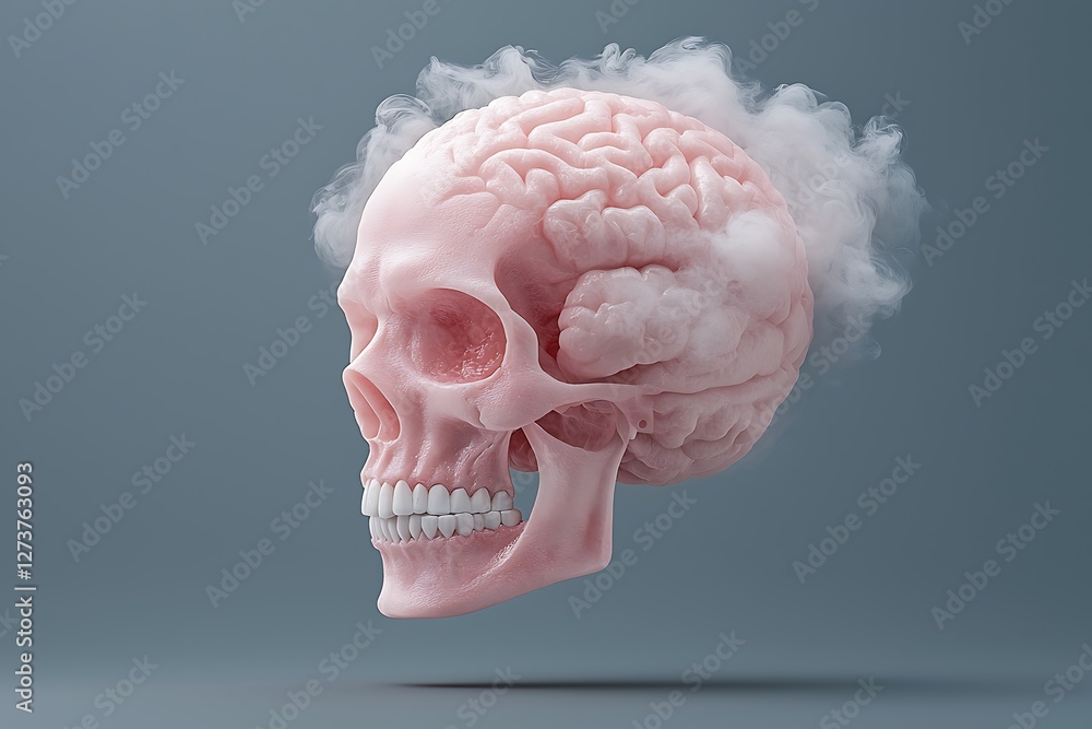 Aufkleber 3d art and visual design exploring brain and skull intricacies in the digital realm