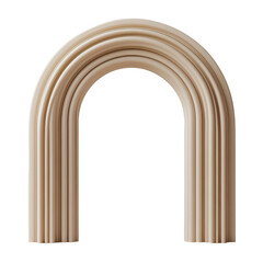 3D minimalist beige arch frame design with smooth curves isolated on transparent background.png