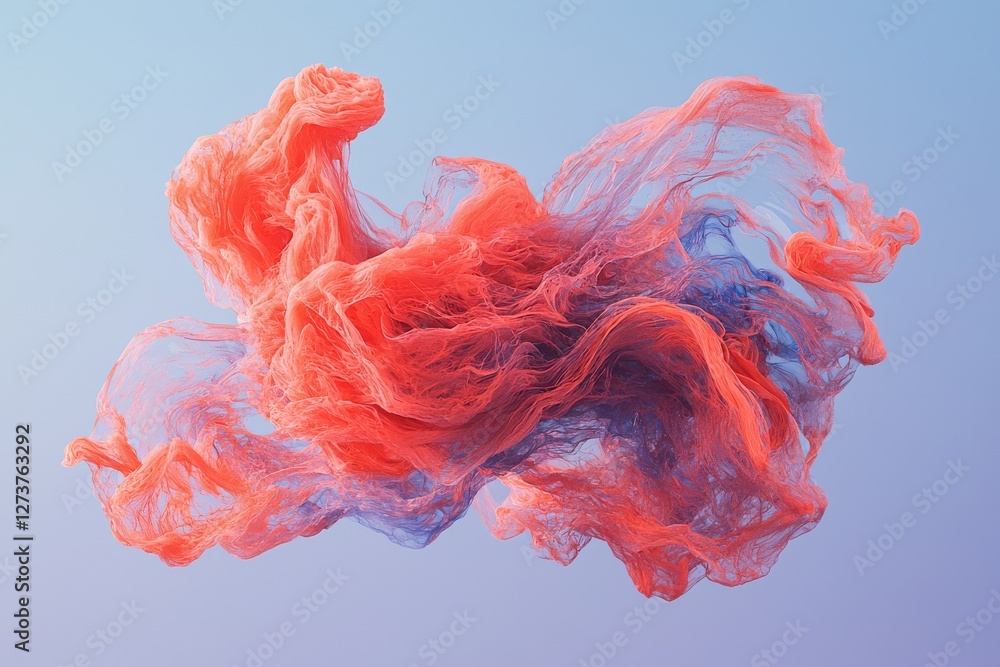 Aufkleber a 3d rendering of a curved wave in motion, featuring a vibrant, abstract design with a chrome hologr