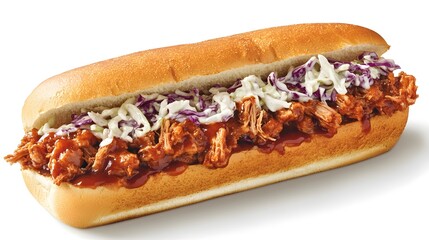 A Juicy BBQ Pulled Pork Sandwich with Coleslaw Served on a Bun