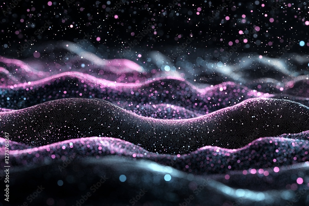 Poster a modern neon abstract backdrop is used to depict data waves in virtual cyberspace