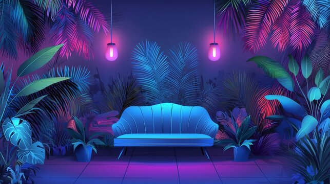 A modern space with bright hues and contemporary decor, the living room exudes vibrancy through its lighting