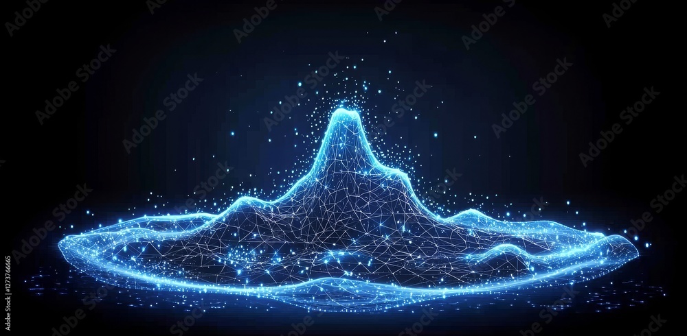 Poster the image shows a stock network with nodes and lines interconnected, all illuminated by a blue glow 