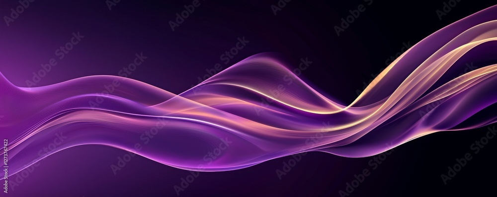 Aufkleber the background is a blurred abstract purple with gradient light rays and shadowing effects