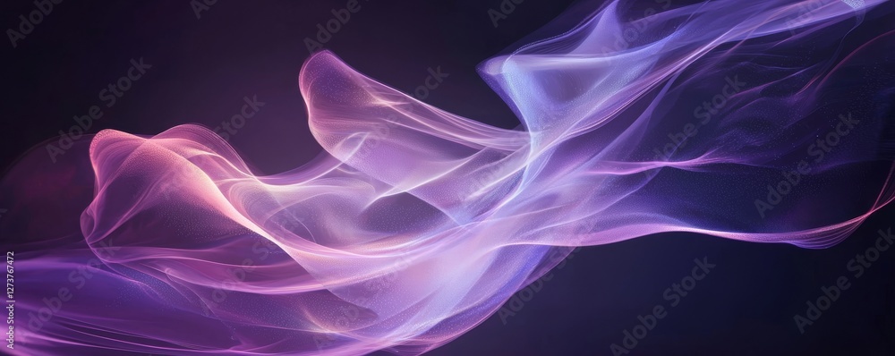 Poster gradient light rays and shadows are evident on an abstract blurred purple background