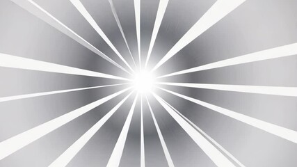 Bright light radiating from a central point creates striking visual rays in a soft gray background