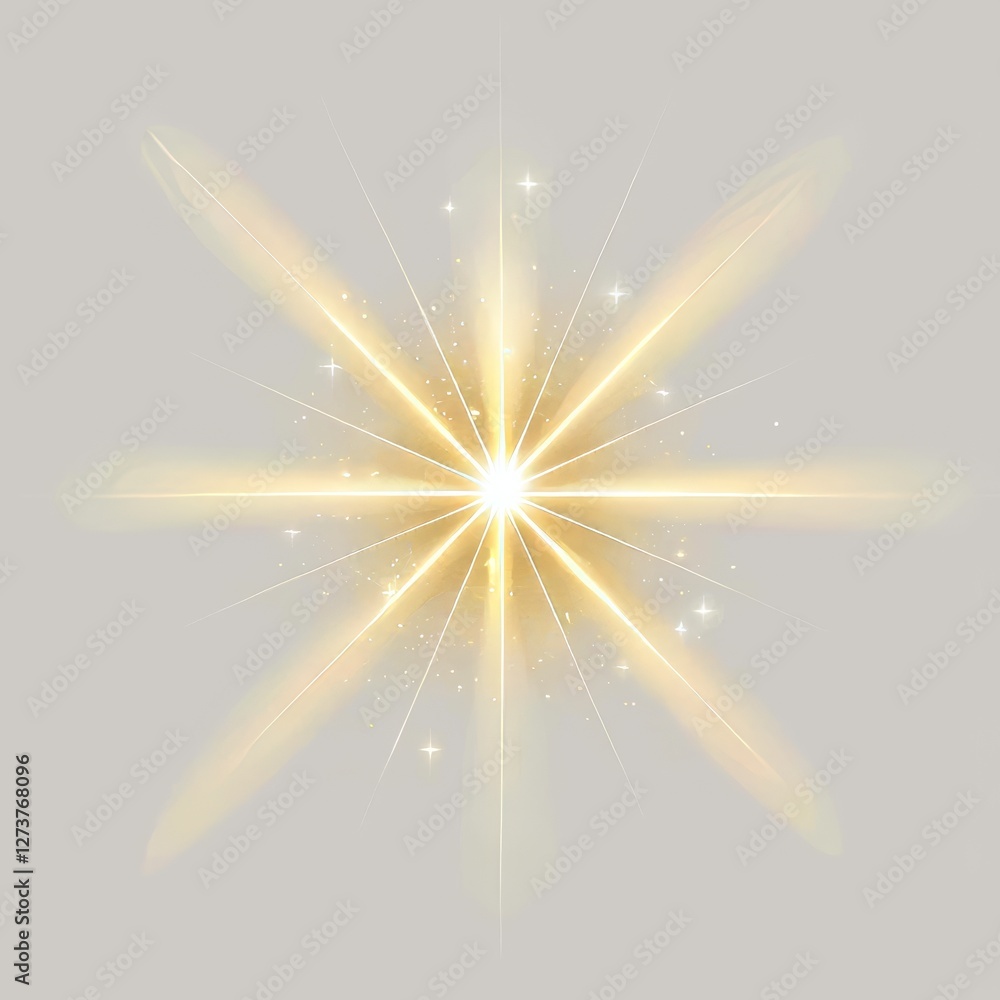 Poster glow star is a design element that includes a glowing light effect on a transparent background, sun 