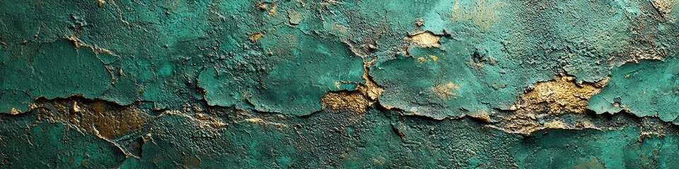 Obraz premium Teal, gold textured wall; abstract background