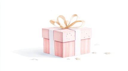 Obraz premium Beautiful gift box with pink bow isolated on white