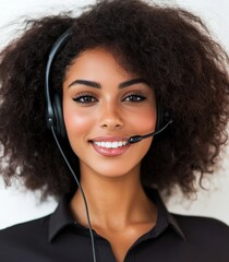 A female tech support or technical support is depicted in isolation on a transparent background in PNG format