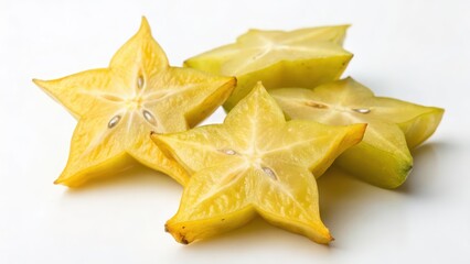 Fototapeta premium Starfruit Slices on White Background